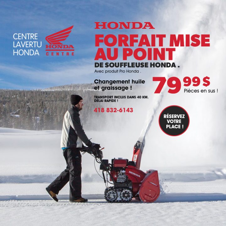 Honda – Forfait mise au point de souffleuse Honda